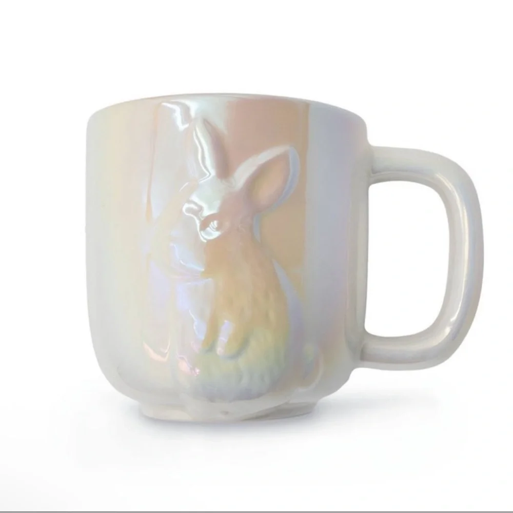 3 for $15 SALE Target Bullseye Easter Bunny Coffee or Tea Mug, white iridescent